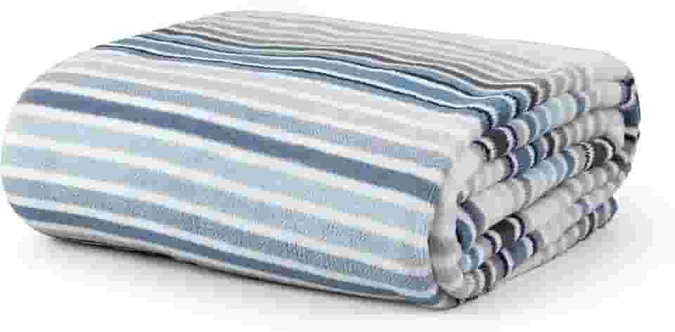Cobertor Casal Manta Microfibra Fleece 01 Peça (Toque Aveludado) - Pop Listrado Azul