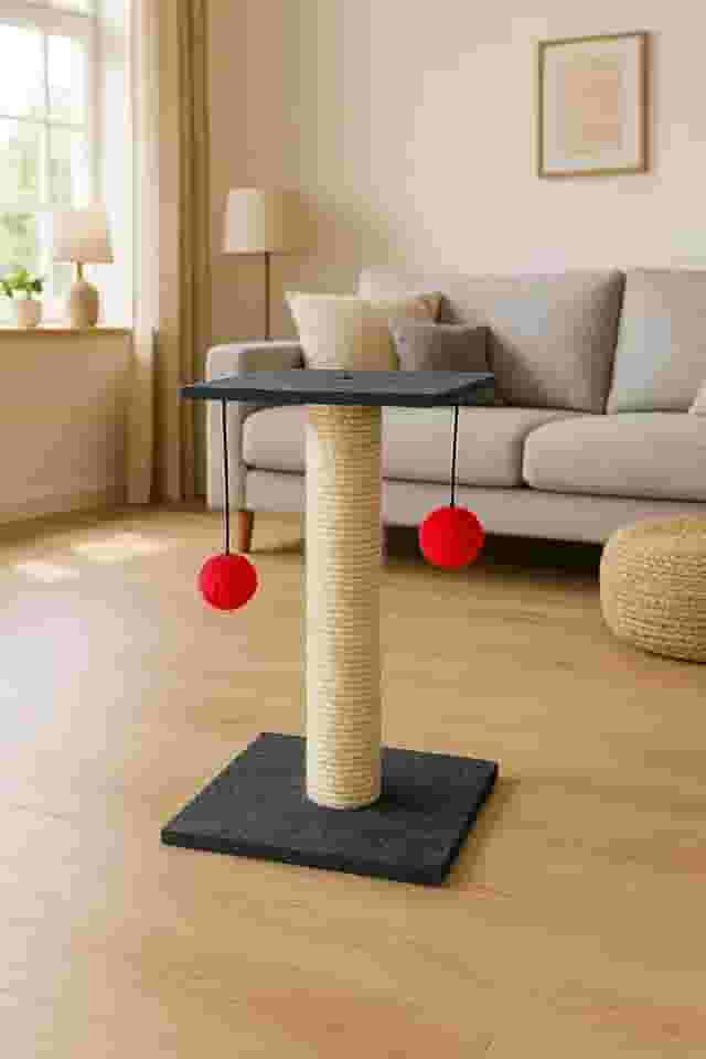 BOXFAN Arranhador Gato com Poste de Sisal e Bolinha Brinquedo Divertido, Arranhador Carpete para Gatos, Playground Antiestresse Crescimento Saudável, Protege Sofás e Cortinas