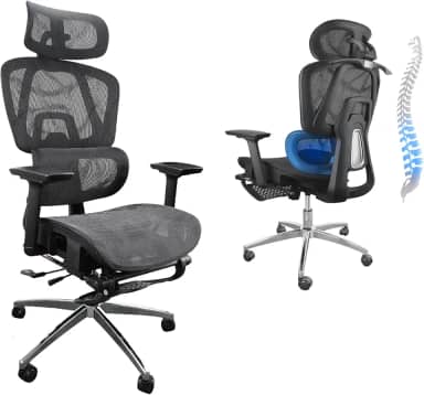 Hivento Cadeira Ergonômica, Encosto Ajustável em 145°, Apoios de Braços e Cabeça 3D, Apoio Lombar Ajustável, Cadeira de Trabalho Giratória com Rodas, Capacidade de Carga 150KG