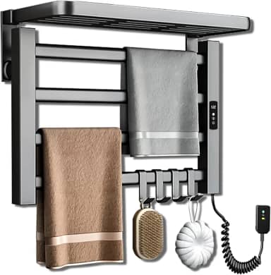 4 Barras, 220V Toalheiro Termico, Toalheiro Eletrico, Secador de Toalha, Secador de Toalhas Eletrico, Aquecedor de Toalha para Banheiro, Aquecedor de Toalha, Cabo de Alimentação de 1,2 M