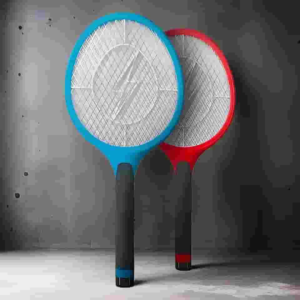 Kit 2 Raquete Elétrica Mata Mosquitos E Insetos, Recarregável, 3 Camadas De Proteção, Bivolt, Uso Interno E Externo, Marca VARENZIA