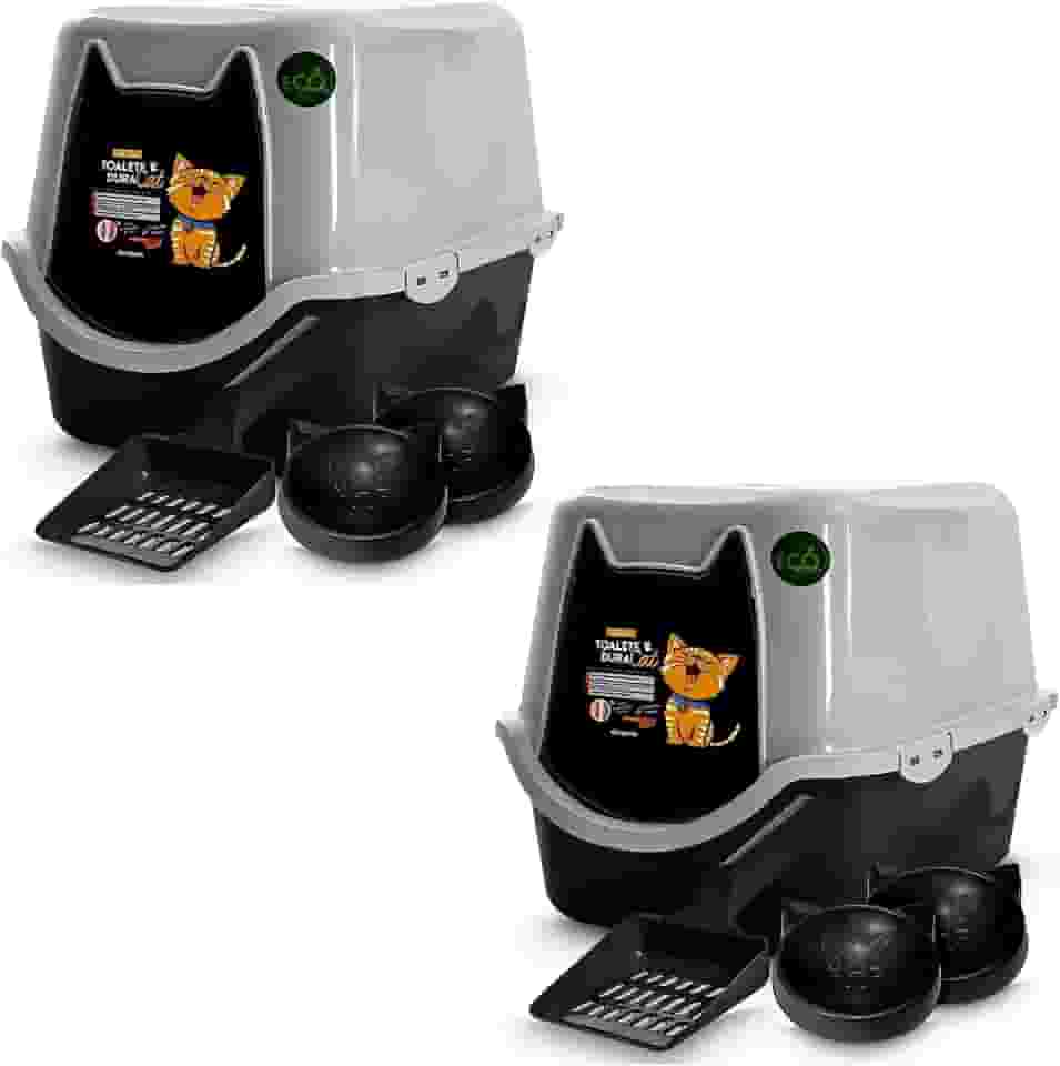 2 Banheiro Fechado para Gato c/Pá e Filtro Anti Odor - Durapets (Preto)