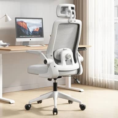 Cadeira de Escritório Ergonômica, Suporte 120kg, Ajuste Lombar, Apoio de Cabeça, Tela Mesh Premium, Giratória, Home Office (Branca e Cinza)