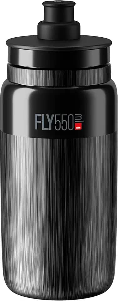 Elite Garrafa Fly de 550 ml (preta, texturizada) – Garrafa esportiva ultraleve com válvula push-pull