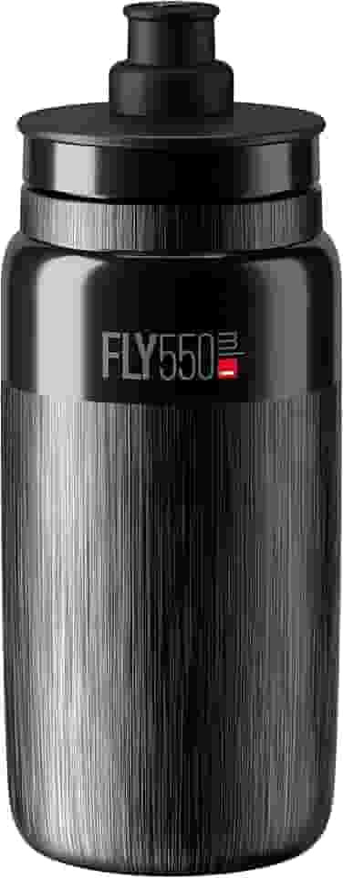 Elite Garrafa Fly de 550 ml (preta, texturizada) – Garrafa esportiva ultraleve com válvula push-pull