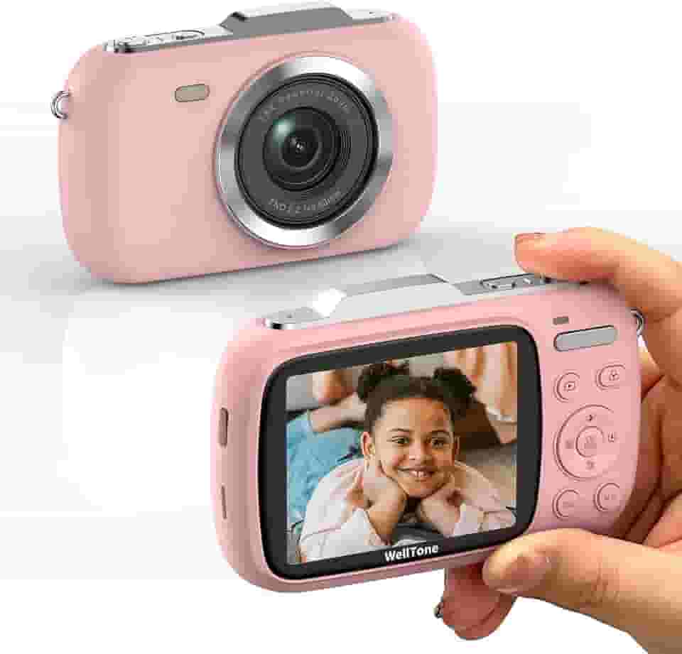 KOMERY Câmera Digital Infantil, Vídeo 4K, Câmera Fotográfica De 64 Mp, Câmera Compacta Com Zoom De 18X, Câmera Compacta Para Apontar E Disparar, Minicâmera De Vlog Com Foco Automático, Tela De 2,8''