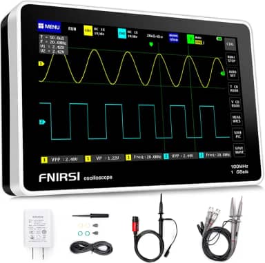 FNIRSI Osciloscópio 1013D Plus - Osciloscópio Portátil para Tablet com Sonda de Alta Tensão 100X, 2 Canais Largura de Banda de 100 Mhz Taxa de Amostragem de 1Gsa / S Tela de Toque Lcd Tft de 7 '