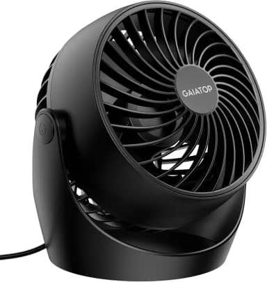 gaiatop Ventilador de mesa, ventiladores de circulação de ar de mesa elétrica portátil de 12 cm, pequeno, mas potente, com 3 velocidades, inclinação ajustável de 360° para resfriamento, casa