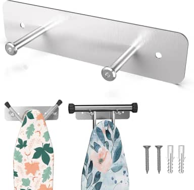 ZHMY Suporte de parede para tábua de passar roupa, cabide de tábua de passar com ganchos ajustáveis para lavanderias, gancho de tábua de ferro de aço inoxidável para parede para perna Y ou T