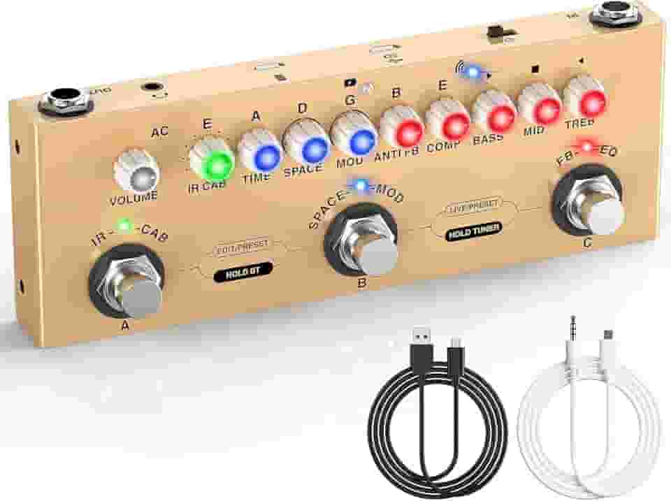 M-VAVE CUBE BABY Pedal de efeito de guitarra acústica multifuncional portátil Pedal de guitarra combinado Função de gravação de interface de áudio guitar de madeira/violão de madeira