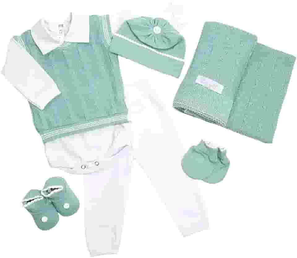 Saida Maternidade Completa Recem Nascido Menino Menina 7 Peças Sanches Baby (Verde Chá)
