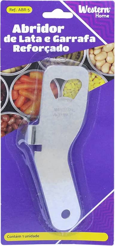 Western Home ABR-5 Abridor Latas e Garrafas Reforçado, Prata