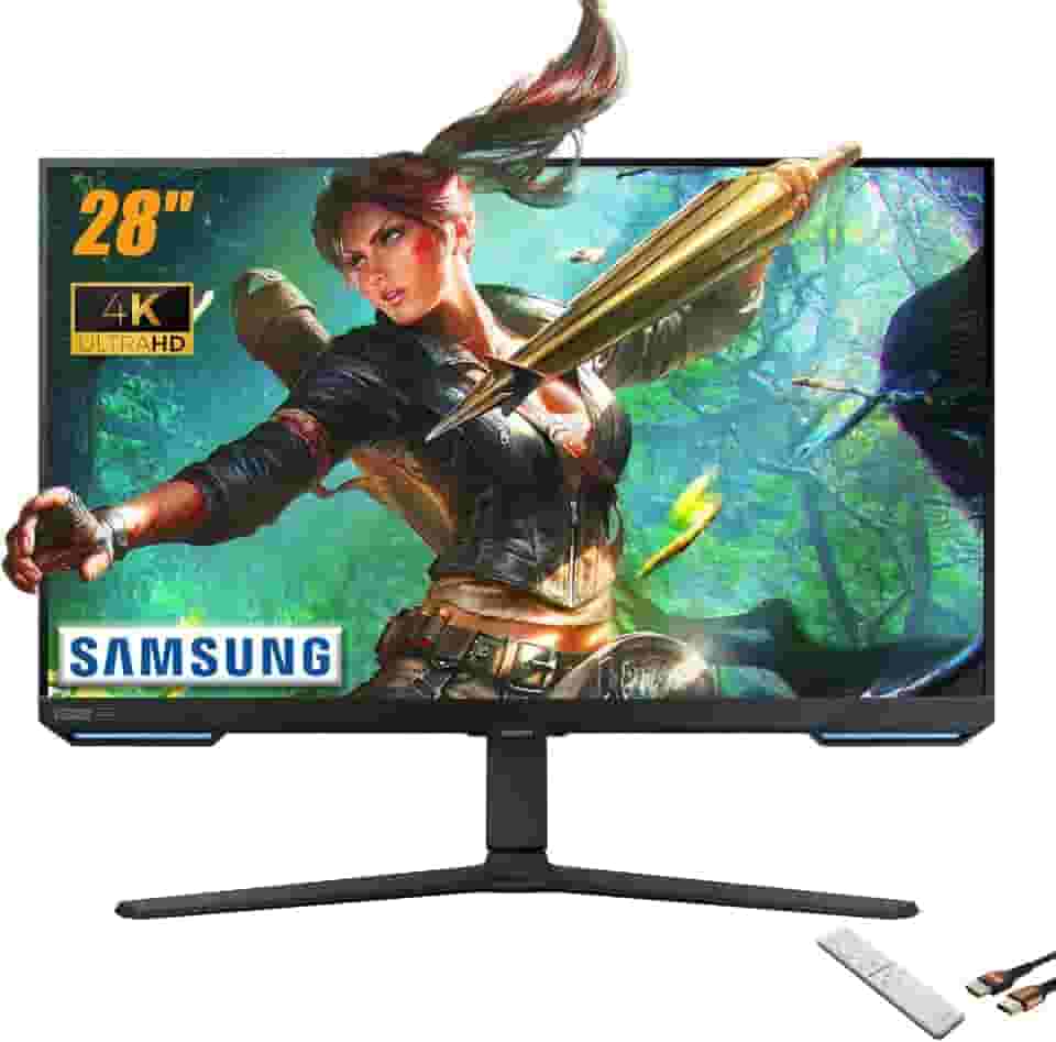 Samsung Monitor de jogos Odyssey Série G7 28 polegadas UHD (3840 x 2160) | Alto-falantes embutidos | HDR 400 144Hz 1ms | G-Sync e FreeSync Premium Pro Compatível | Wi-Fi 5 | Smart TV | Inclui controle