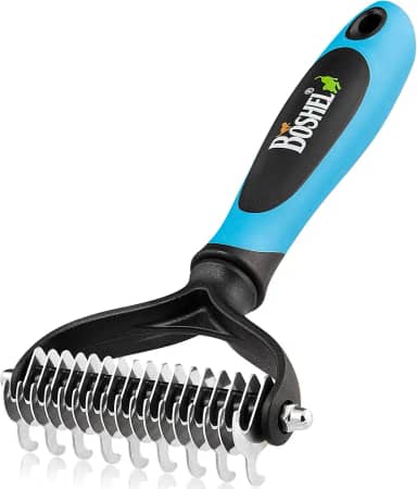 BOSHEL Pente Dematting para cães – Ancinho de subpelo para cães, ferramenta de remoção de gatos, ferramenta de remoção de escova de ancinho, escova de subpelo para cães, pente desmatador para gatos