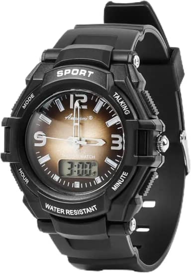 Relógios falantes para cegos com visor analógico e digital, relógio esportivo falante com anúncio de tempo de voz e alarme soneca para deficientes visuais e idosos