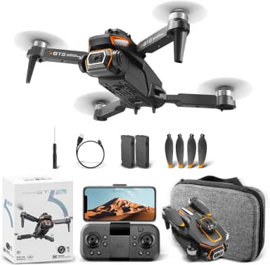 Drone com Câmera 4K HD, Brinquedos Educativos, Controle Remoto, 100m de Alcance, Bateria 3.7V 2000mAh, 90 Min Carregamento, com Bolsa de Transporte (GT5 4K HD)