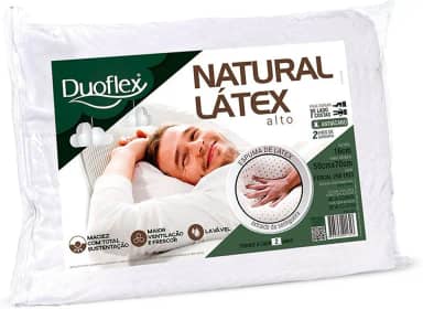 Travesseiro Natural Látex, Duoflex, 100% Algodão, Branco, para Fronha 50Cmx70Cm