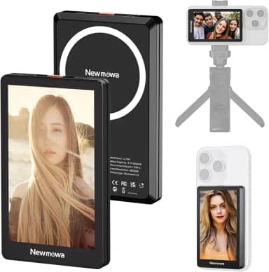 Newmowa Tela magnética preta para monitor de selfie Vlog, gravação sem fio 1080p, usando câmera traseira do telefone para selfie Vlog Live Stream TikTok, compatível com iPhone (suporta gravação com