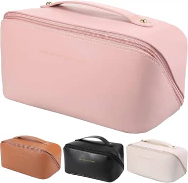 Necessaire Feminina Bolsa Cosmética Organizador Estojo de Maquiagem Grande Espaçosa Blogueira - Marca VIBRANT ® (Rosa)