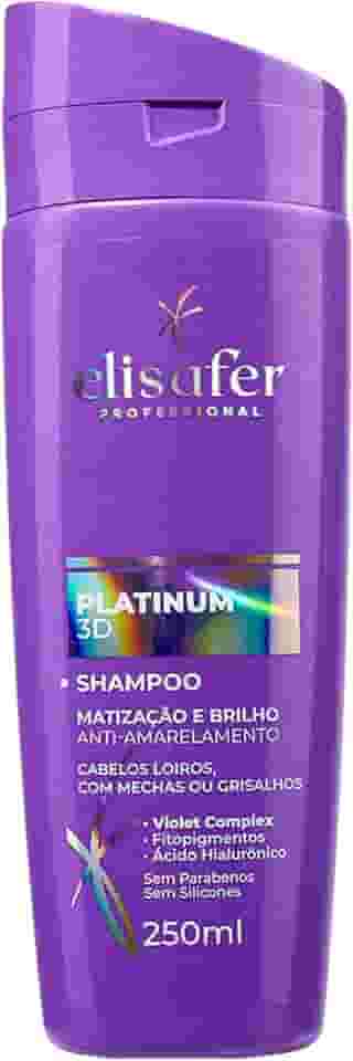 Elisafer, Shampoo, Para cabelos Loiros, com mechas ou Grisalhos, Platinum 3D, Extend pro, 250ml