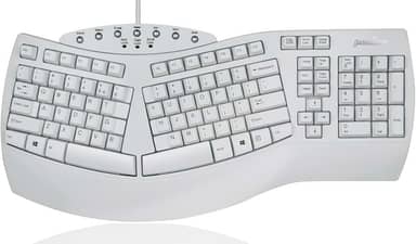 Perixx PERIBOARD-512W Periboard-512 Teclado ergonômico dividido - Design ergonômico natural - Branco - Tamanho volumoso 19,09" x 9,29" x 1,73", layout em inglês dos EUA