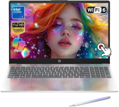 HP Laptop com tela sensível ao toque de 15,6 polegadas – tela FHD 1080p IPS – Processador Intel Core 5 – Wi-Fi 6 – Webcam – Windows 11 Home Copilot – com Stylus (16 GB de RAM | SSD PCIe de 1 TB)