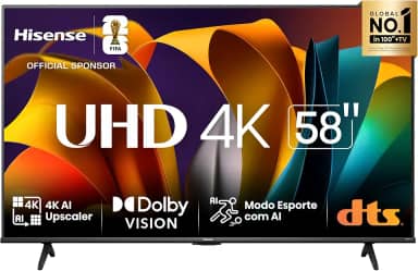 Hisense Smart TV UHD 4K DLED 58' Polegadas 58A6N com HDR10+ Dolby Vision Game Mode Controle por Voz Alexa Built-In AirPlay