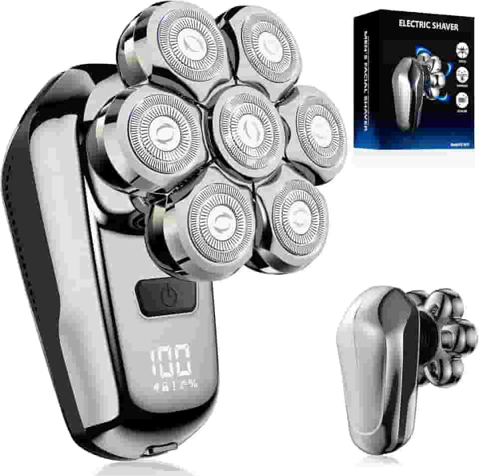 Barbeador de cabeça para homens carecas, barbeador elétrico removível Coklean de 1400 mAh, recarregável, com visor de LED e motor de 8500 RPM IPX6, à prova d'água, máquina de barbear elétrica, seco