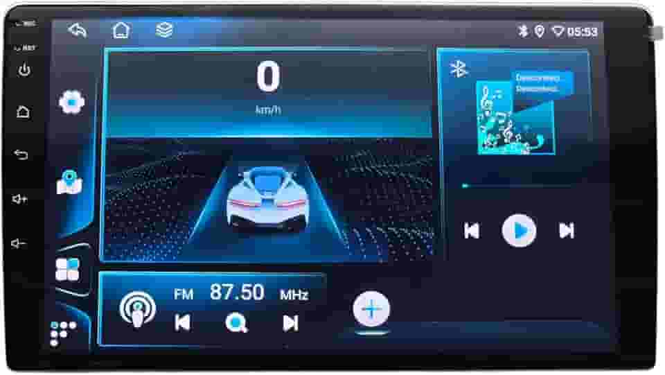 CENTRAL MULTIMÍDIA ANDROID 13, OCTA-CORE, 6/128GB, TELA QLED 9" FULL TOUCH, SLIM, USB, SD, AUX, BLUETOOTH, ESPELHA ANDROID E IOS, CARPLAY E ANDROID AUTO COM OU SEM FIO