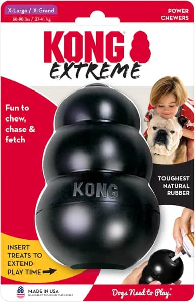 Brinquedo Mordedor com Dispenser Para Petisco Preto Kong Extreme Grande Kong para Cães