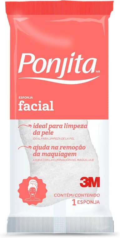 Ponjita, 3M, Esponja Facial Suave, Branca