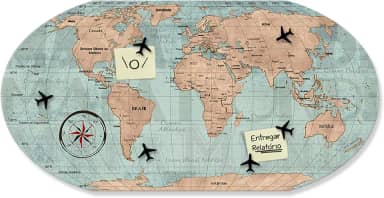 Painel Mapa Mundi Vintage 43x85cm, com ímãs, Mural Magnético, Quadro Metálico, para fixar Fotos, Recados - Geguton