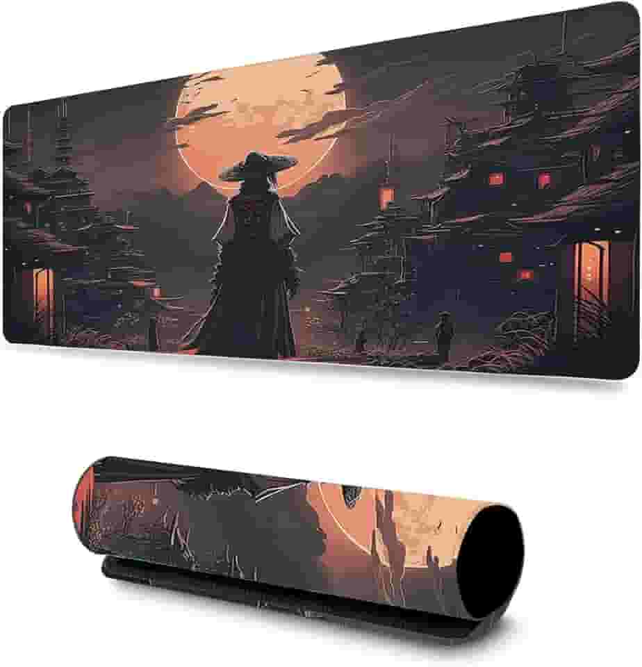 Mouse Pad Gamer Profissional Confortável Antiderrapante Escritório e Games 90x40cm Diversas Estampas Samurais (Samurai | 9)