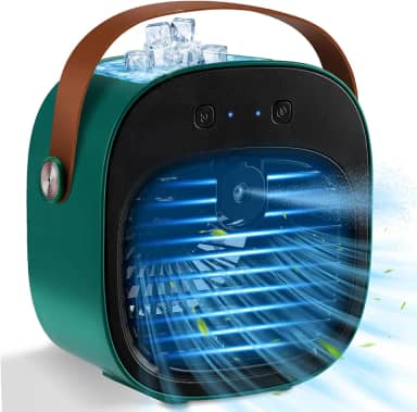 Ar condicionado portátil recarregável, mini ar condicionado de 5200 mAh, refrigerador de ar pessoal com 3 velocidades, ventilador de refrigeração de ar de mesa pequeno para quarto, escritório