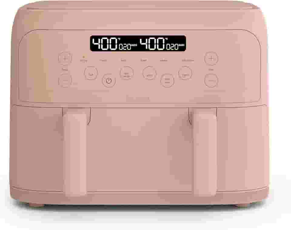 Bella - Fritadeira de ar TriZone de 4 quartos, revestimento antiaderente de cerâmica EverGood, design de cesta dupla com divisor removível, controlo digital de ecrã tátil com 6