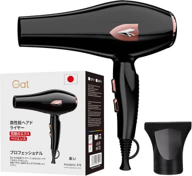 Gat Secador de Cabelo Profissional 1800W – Potente Motor Turbo, Rápida Secagem, Controle de Temperatura, Compacto e Portátil Ideal para Viagem e Uso Doméstico (Preto, 127V)