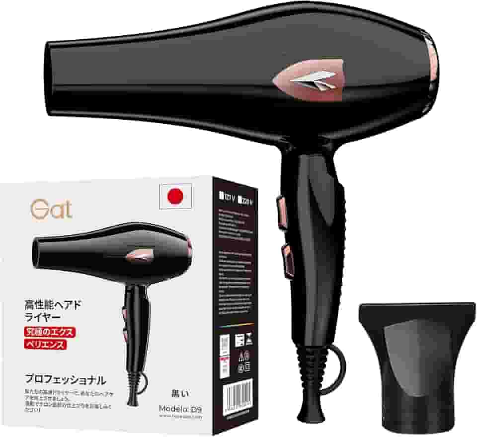 Gat Secador de Cabelo Profissional 1800W – Potente Motor Turbo, Rápida Secagem, Controle de Temperatura, Compacto e Portátil Ideal para Viagem e Uso Doméstico (Preto, 127V)