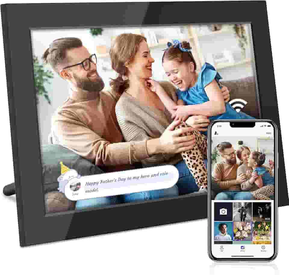 Bgift Porta-Retratos Digital Wifi de 10,1', Porta-Retratos Digital com Armazenamento de 32 Gb e Slot para Cartão Sd, Tela de Toque Ips Hd Compartilhe Fotos e Vídeos Remotamente Via Aplicativo - Presen