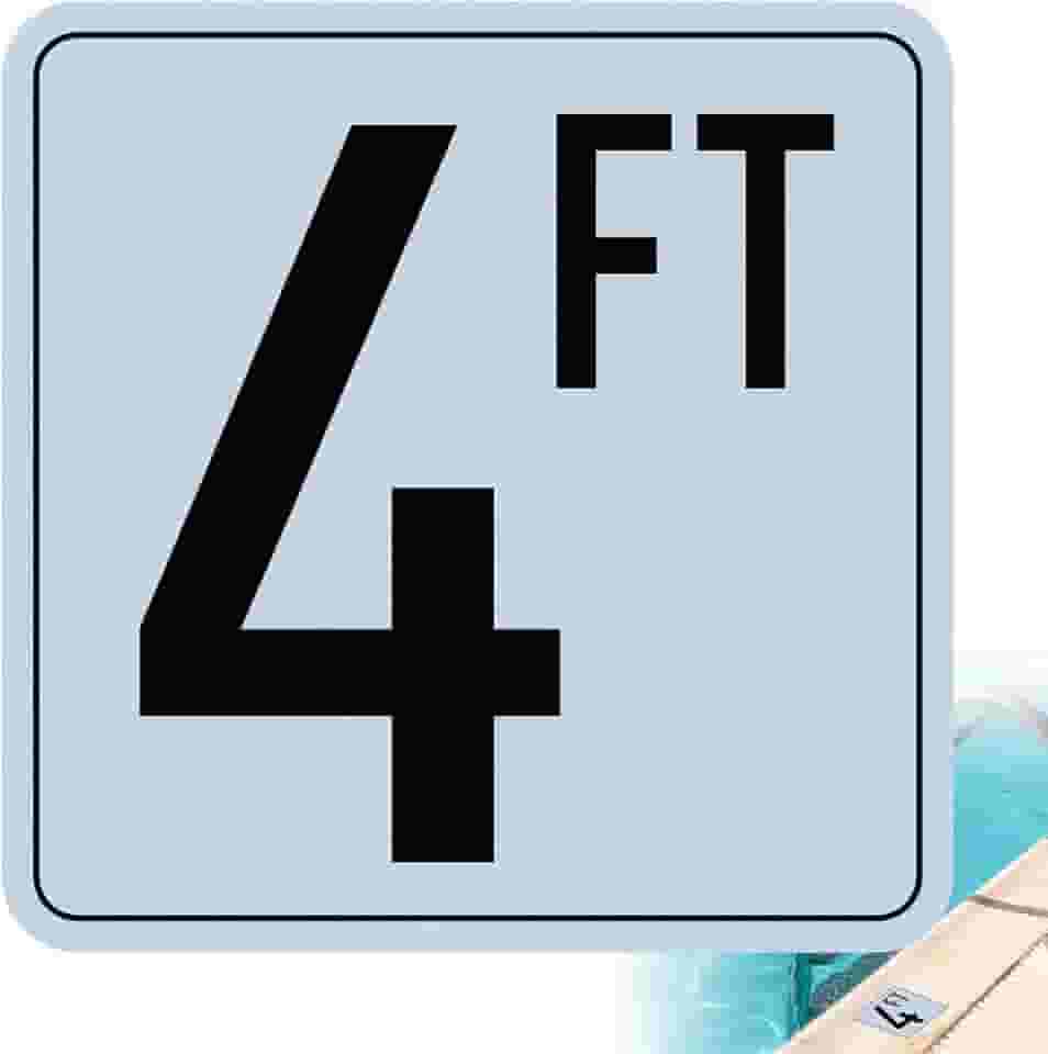 Marcadores de profundidade de piscina de 1,5 m, adesivos de vinil de 15 x 15 cm, sinalização número de piscina à prova d'água, decalques adesivos de segurança para decks de piscina (1 pacote)