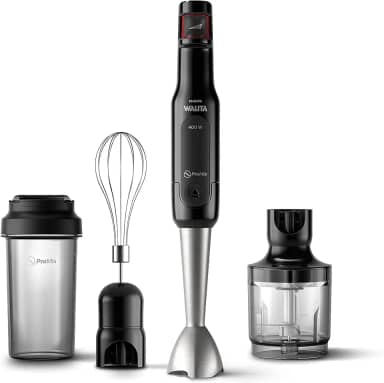 Philips Walita Preto e Inox Mixer Pro - Mix 4 em 1 - SpeedTouch com guia de velocidade - Copo para viagem - Fácil de limpar - 400W - 110V (RI2622/72)