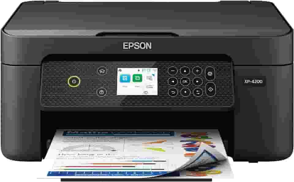 Epson Expression Home XP-4200 Impressora multifuncional colorida sem fio com digitalização, cópia, impressão frente e verso automática, fotos sem bordas e tela colorida de 2,4 polegadas, preta