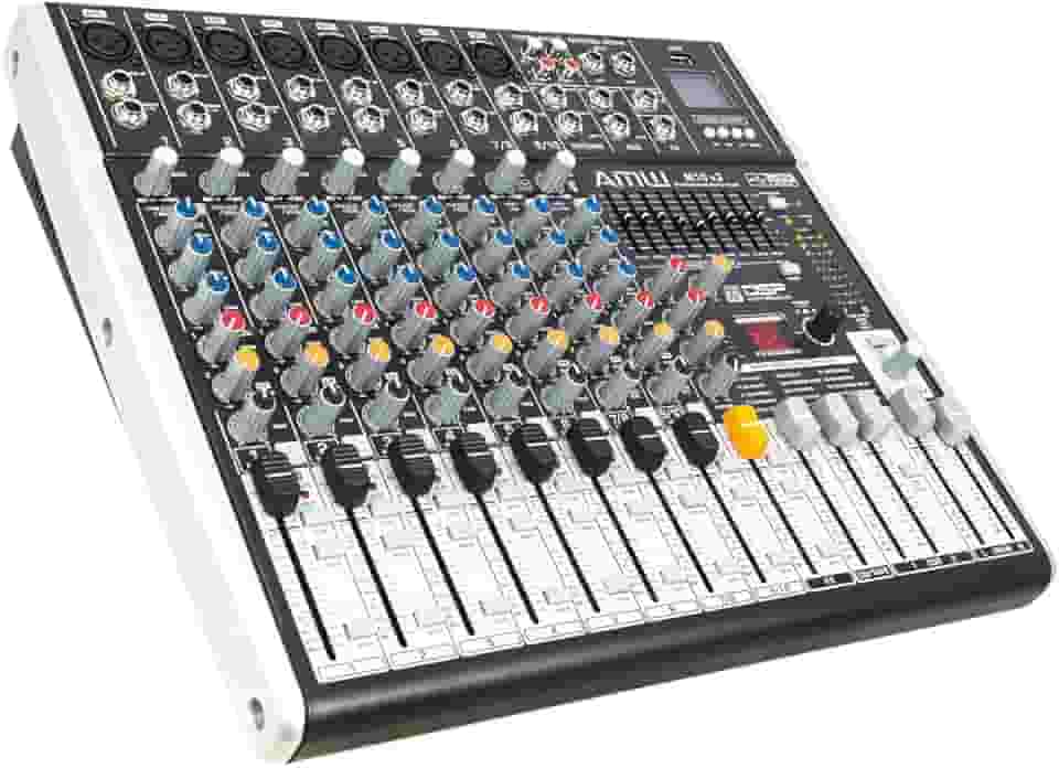 AMW M10 FX v3 Mesa de Som 10 Canais 99 Efeitos DSP Interface de Áudio Independente 2x2 USB Sub Out Eq