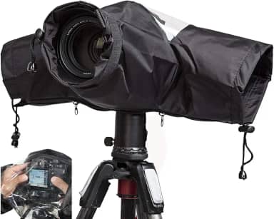 WANBY Capa de chuva para câmera à prova d'água, preta, macia, para todas as câmeras DSLR SLR