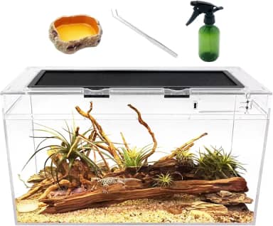 Reptile Growth Terrário para répteis, tanque de répteis de 26 litros, 50,8 x 25,4 x 28 cm, para insetos, peixes, tarântula, caranguejo eremita, aranha saltadora, iguana, tartaruga, lagartixa leopardo,