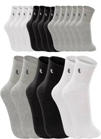 Kit 10 pares Meia Cano Médio, Básica, Lupo, adulto-unissex, Branca/Cinza/Preta, 41 a 44, G