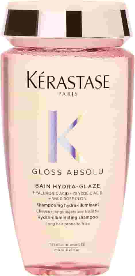 Kérastase, Shampoo Iluminador, Gloss Absolu, Hydra-Glaze, para todos os tipos de cabelos, com ácido hialurônico, ácido glicólico e óleo de rosa silvestre e ação antifrizz, 250ml