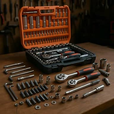 Jogo de Ferramentas Soquetes Caixa Ferramenta Sextavados 108 Peças CR-V com Maleta Profissional