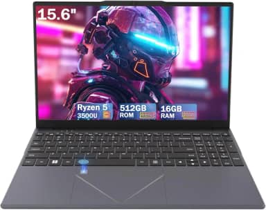Laptop de 15,6 polegadas, Ryzen 5 3500U até 3,7 GHz, 16 GB RAM 512 GB SSD, tela IPS com gráficos Radeon, login de impressão digital, teclado retroiluminado, laptops finos e leves para trabalho, escola