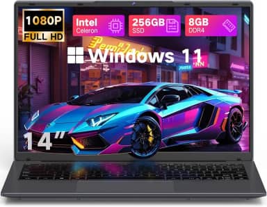 DERE Laptop tradicional de 14 polegadas, laptop com tela IPS 1920 x 1200 para estudantes e negócios, N5805, 8 GB de RAM, SSD de 256 GB, HDMI, Wi-Fi, sistema operacional Win11, cinza prateado