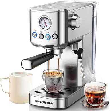 KEENSTAR Máquina De Café Expresso, Cafeteira Expresso Frio 20 Bares Com Vaporizador Leite, Latte Para Cappuccino, Latte, Presentes Seu Amor